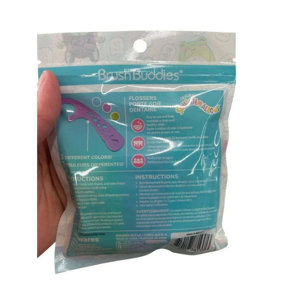 3 PACKS of Brush‎ Buddies Squishmallow Flossers 45 count